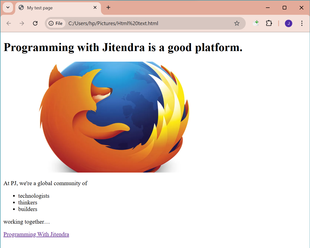 My Test Web Page